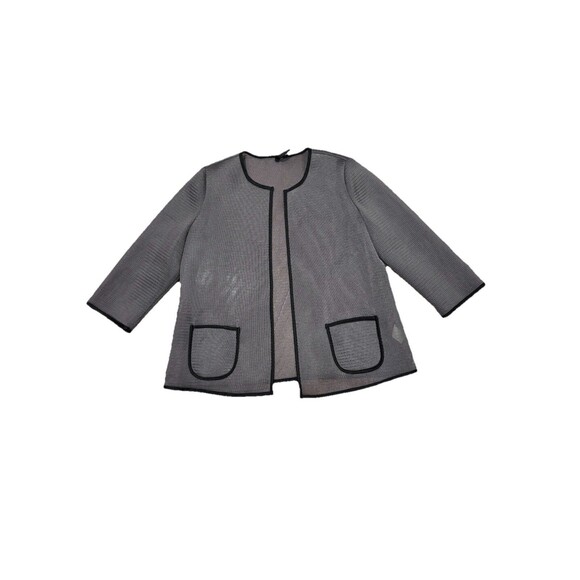 Vintage IC by Connie K Open Front Mesh Jacket Large Gray 90s USA Art To Wear - Picture 2 of 7